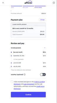 Affirm B2C payment gateway