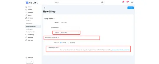 Prestashop Cs-Cart Shop Connector