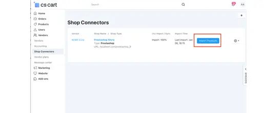 Prestashop Cs-Cart Shop Connector