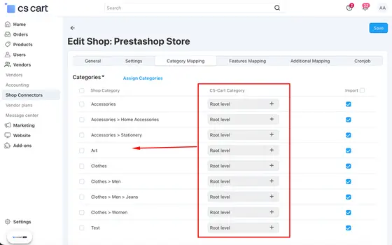 Prestashop Cs-Cart Shop Connector