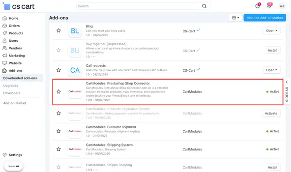 Prestashop Cs-Cart Shop Connector