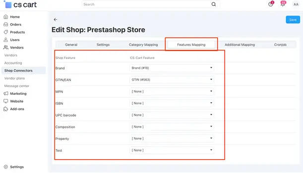 Prestashop Cs-Cart Shop Connector