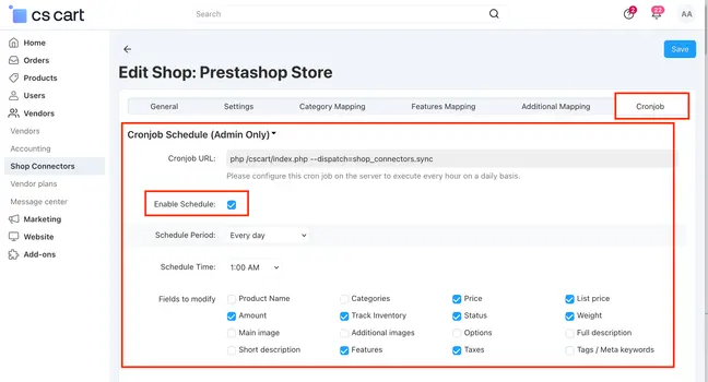 Prestashop Cs-Cart Shop Connector