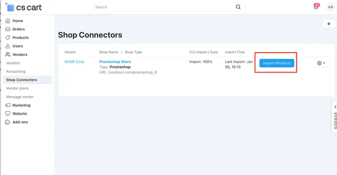Prestashop Cs-Cart Shop Connector