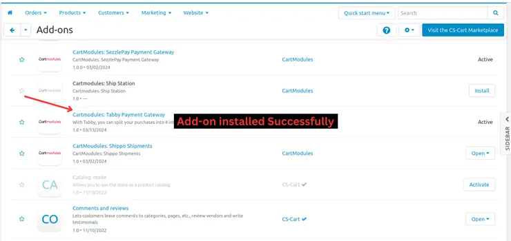 Tabby payment gateway - CS-Cart